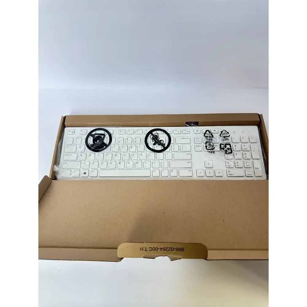 Dell KB216-WH-US Wired USB Multimedia Keyboard White QWERTY Open Box